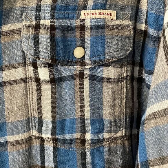 Lucky Brand plaid double cloth two pocket western style shirt size Large - Picture 7 of 12